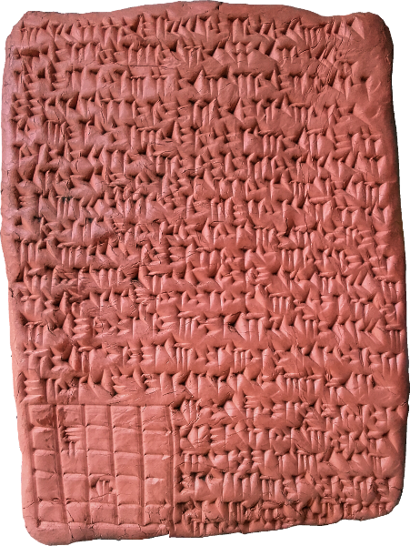 Anachronistic Cuneiform Tablet I. Clay tablet with old Persian cuneiform writing made with a reed stylus. Copyright (c)2019 Paul Alan Grosse