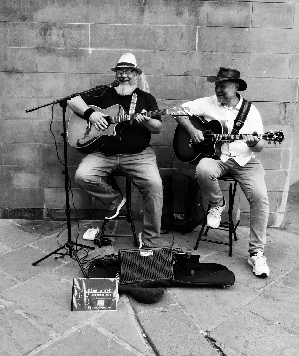 Derby: Busker - Guitar Duo. Photograph Copyright (c)2023 Paul Alan Grosse. All Rights Reserved.