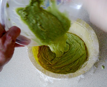 Mix without beating and pour into the mould.  
