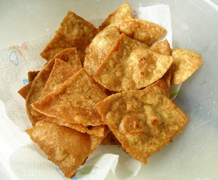 Finished tortilla chips and you made them yourself.  